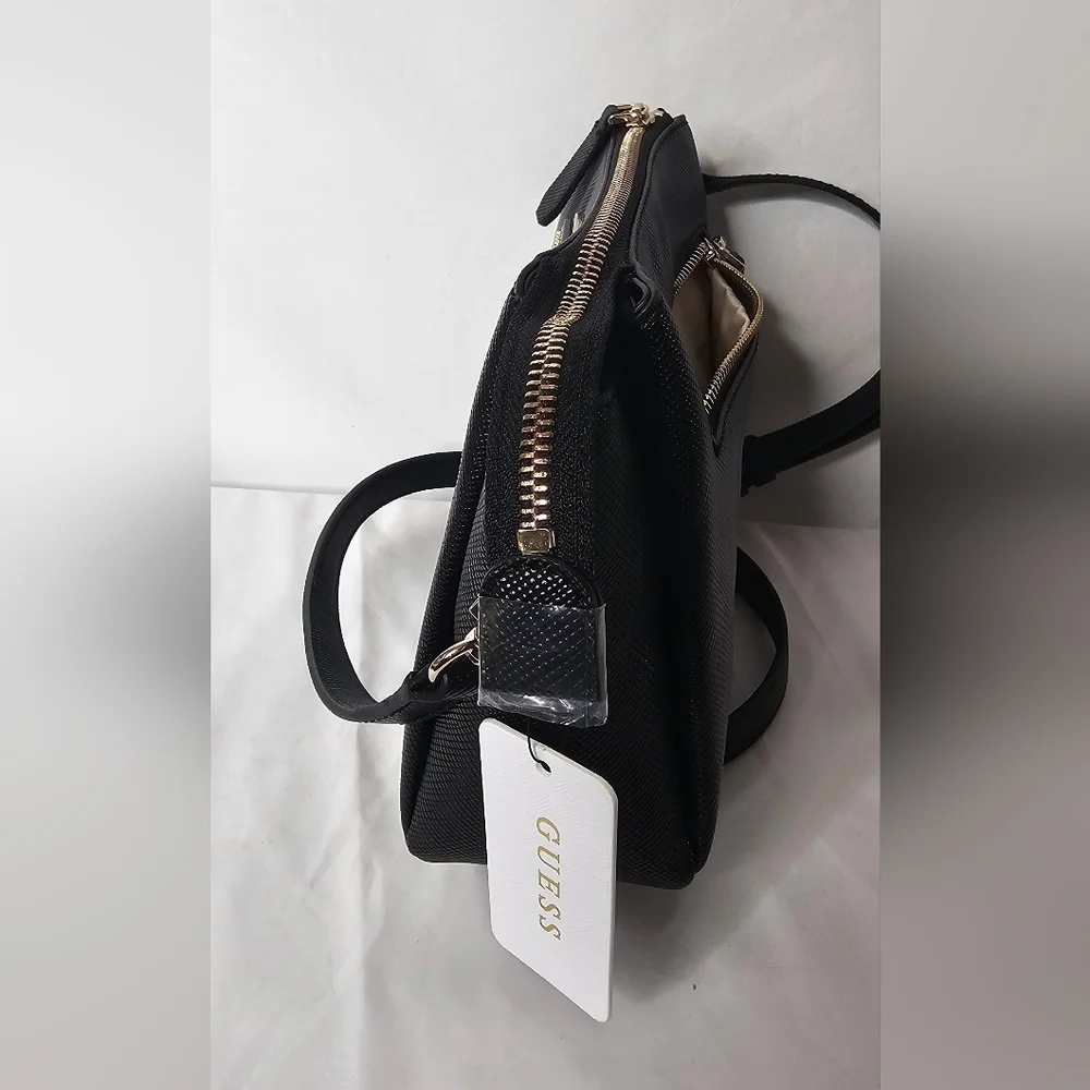 GUESS Noelle triple compartment faux-leather women's small crossbody bag - Black - Picture 4 of 13
